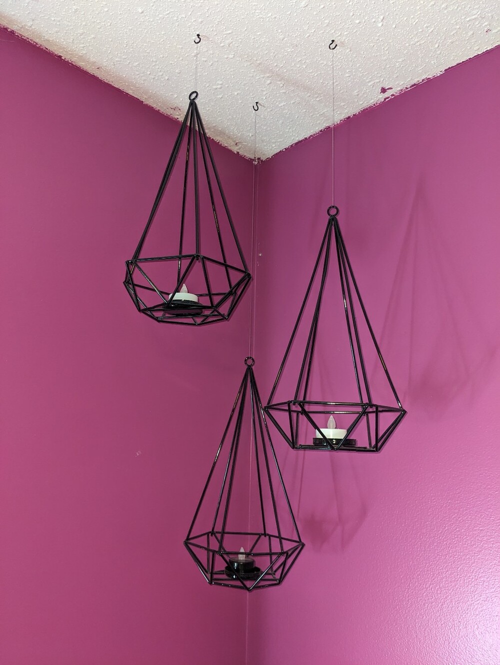Black Geometric Hanging Tealight Holders